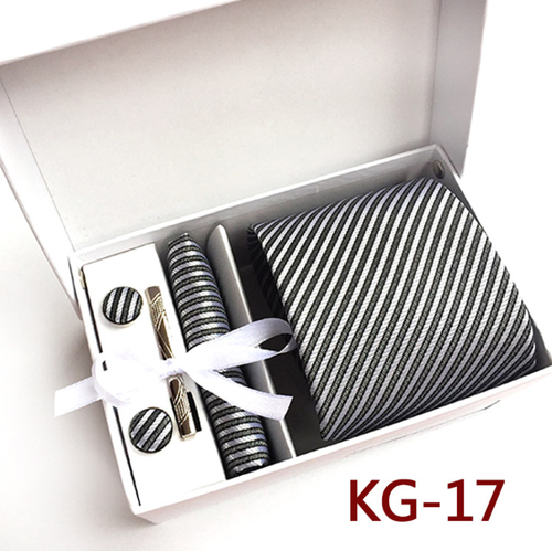 Stripe Neckties with Pocket Squares Casual Men Ties and Hanky Set Tie Clip Pocket Square and Cufflink Set Gift Box