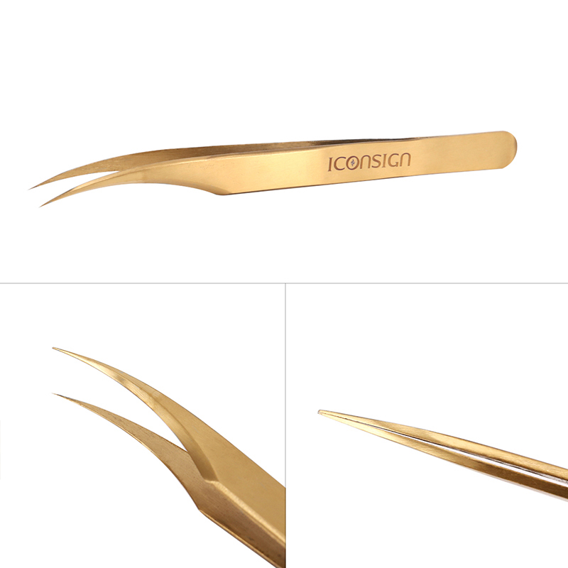 False Eyelash Extension Tweezers Rose Gold Eyebrow, Eyelash Stainless Steel Professional 20pieces/box Pointed