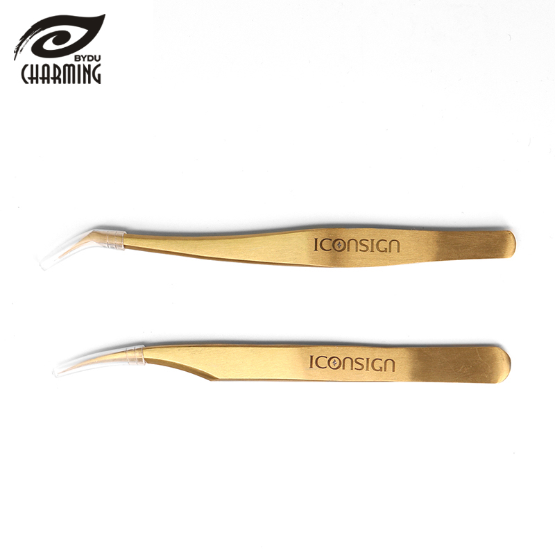 False Eyelash Extension Tweezers Rose Gold Eyebrow, Eyelash Stainless Steel Professional 20pieces/box Pointed