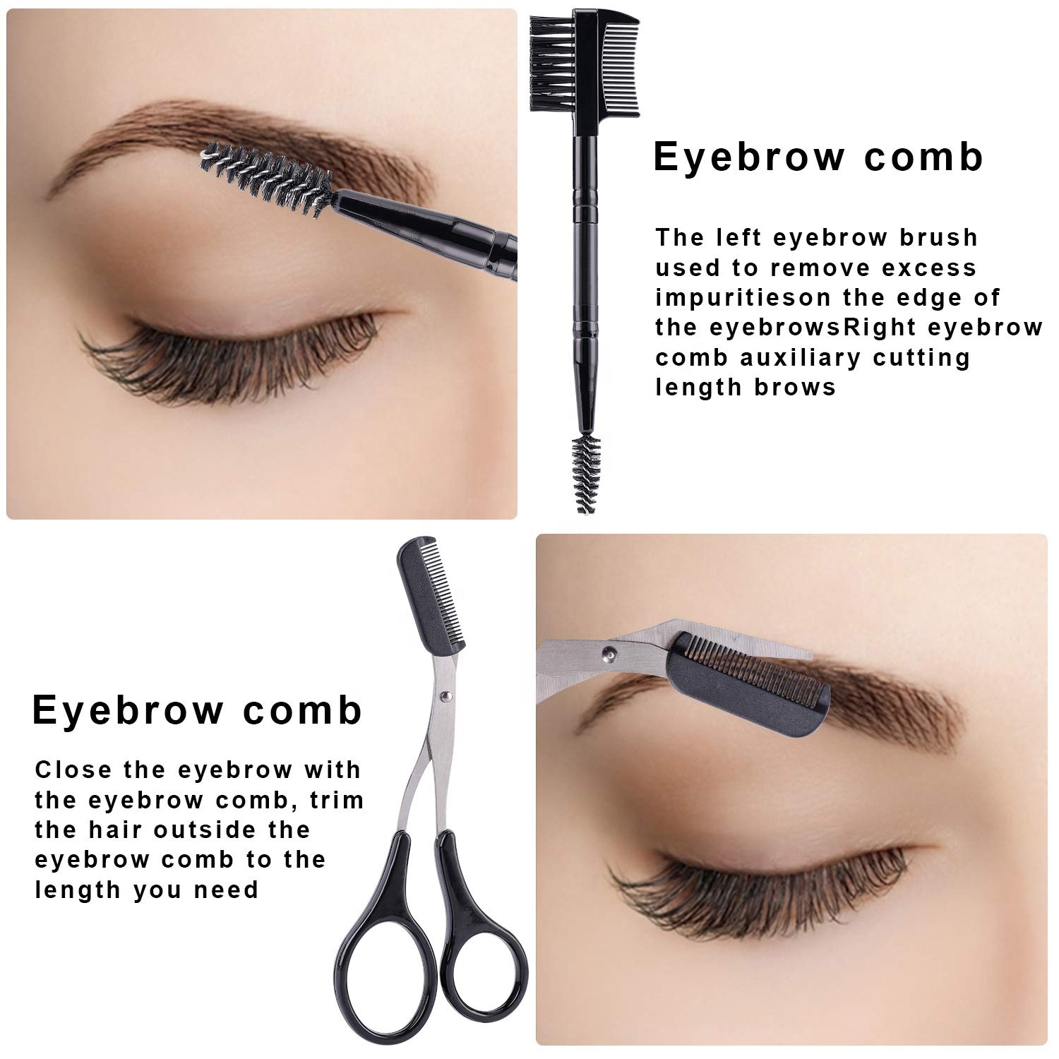 5 in 1 Eyebrow Tweezers Scissors Razors Set Eyebrow Trimmer Shaver Shaper Spoolie Brows Brushes Eyebrow Grooming Kit