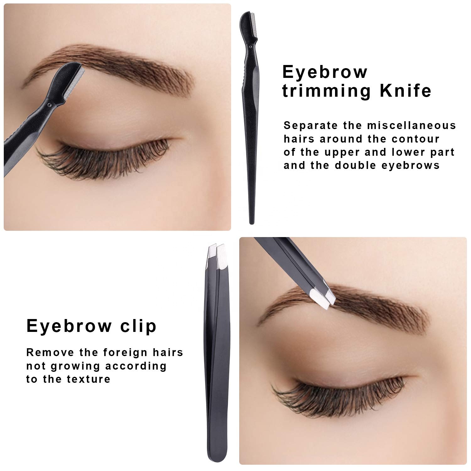 5 in 1 Eyebrow Tweezers Scissors Razors Set Eyebrow Trimmer Shaver Shaper Spoolie Brows Brushes Eyebrow Grooming Kit