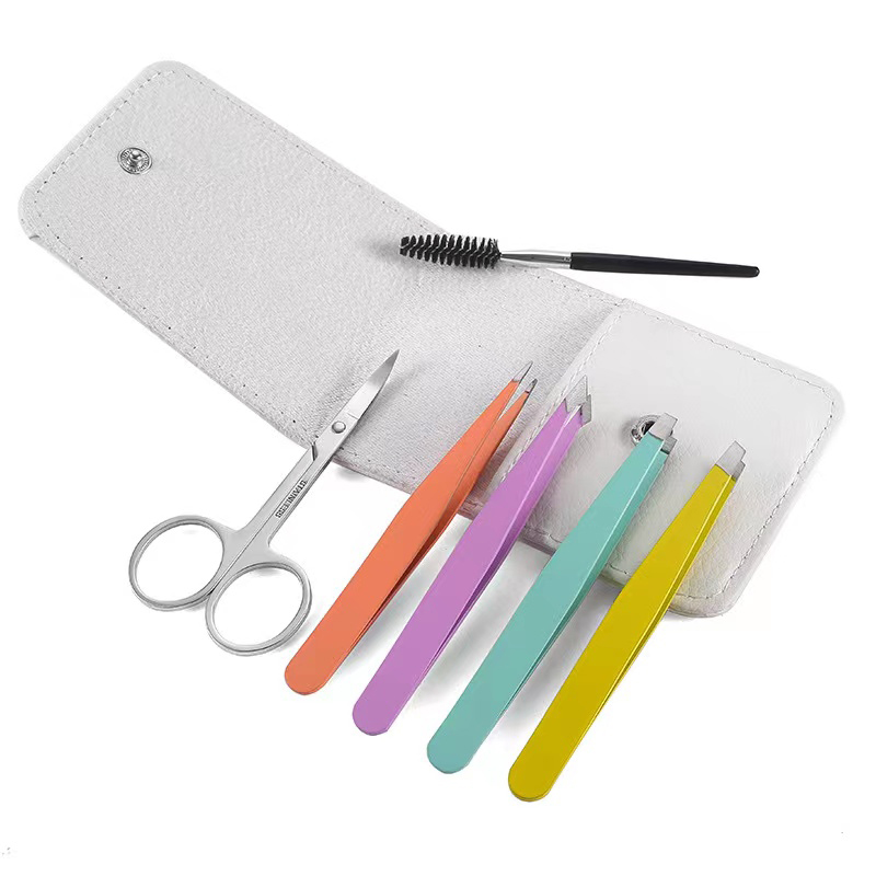 6pcs Stainless Steel Professional Beauty Lash Brush Eyebrow Tweezer Trimmer In Stock