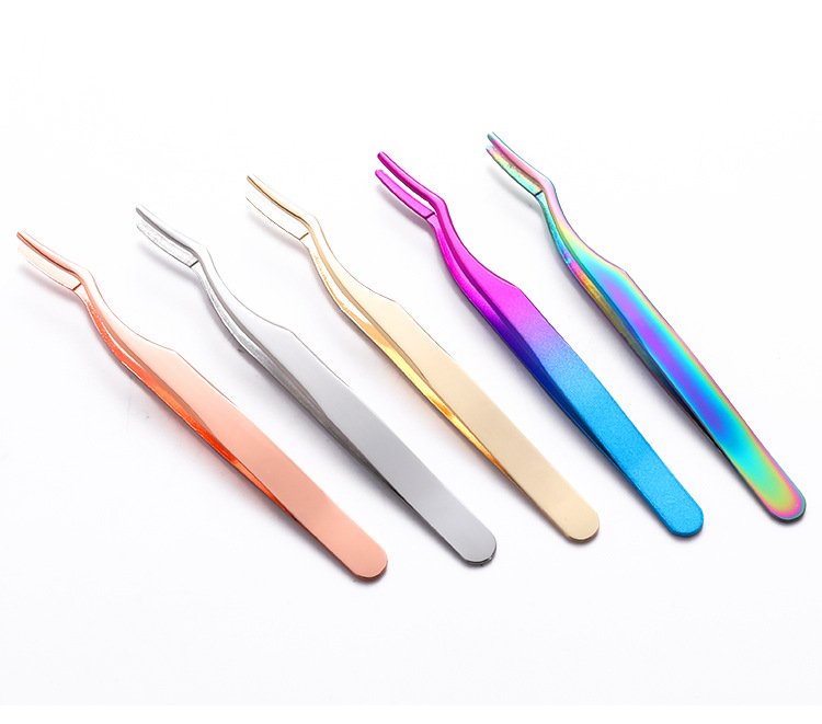   Private Label Stainless Steel Eyelash Eyebrow Applicator Tweezers