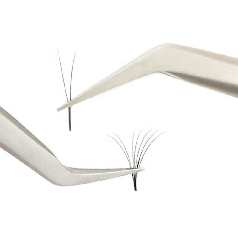 D Private Label  Silver Eyelash Lash Extension Tweezer Straight Curved Eye Brow Beauty Cosmetic Makeup Tweezer