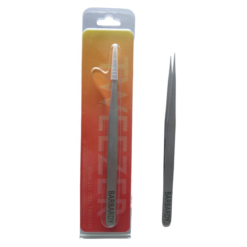 D Private Label  Silver Eyelash Lash Extension Tweezer Straight Curved Eye Brow Beauty Cosmetic Makeup Tweezer