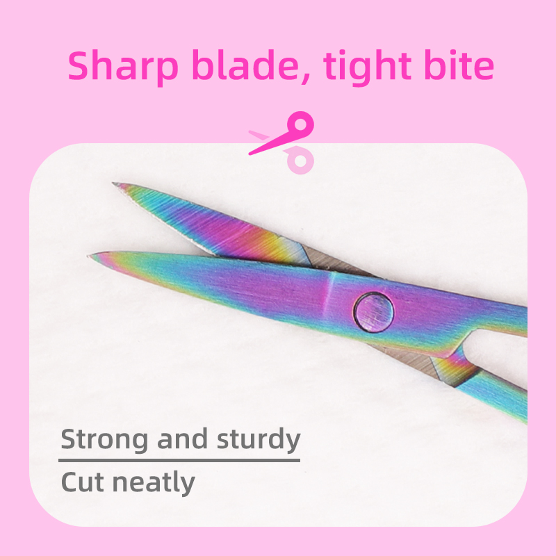 Good Beauty Assistant Rainbow Eyelash Scissors For Eyelash Extension Eyebrow Stainless Steel Make Up Scissors Private La