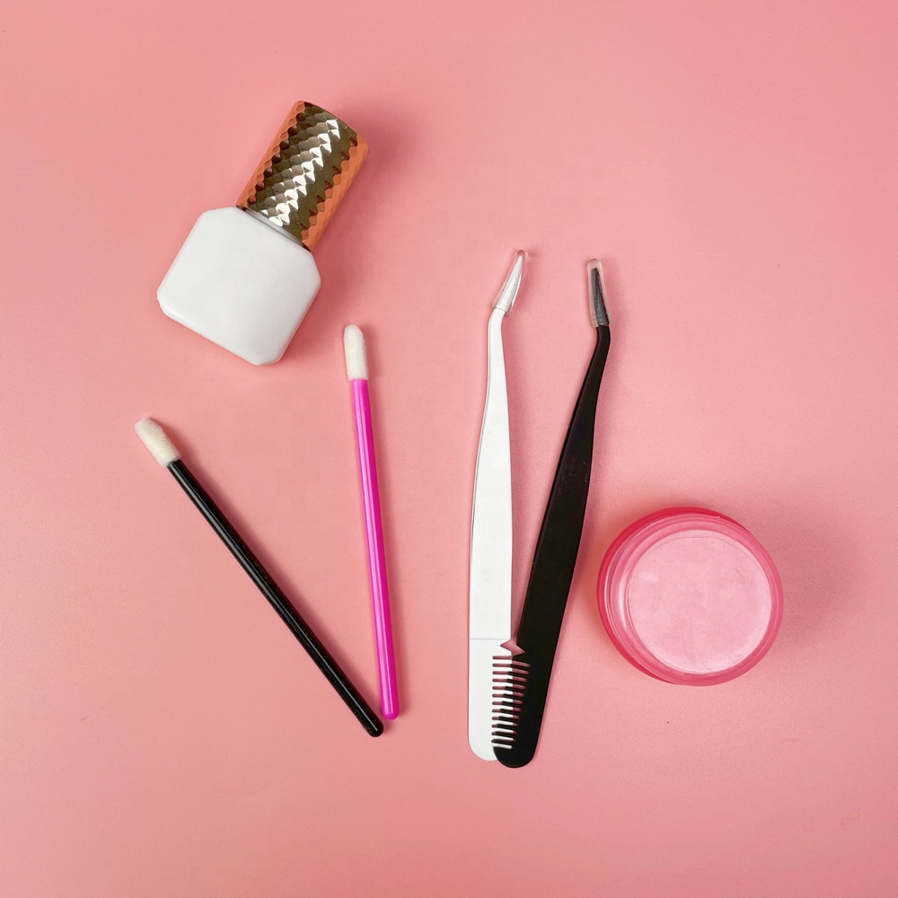 Private Label  Volume Lash Extension Tool Black White Blue Pink Eyelashes Tweezers With Comb