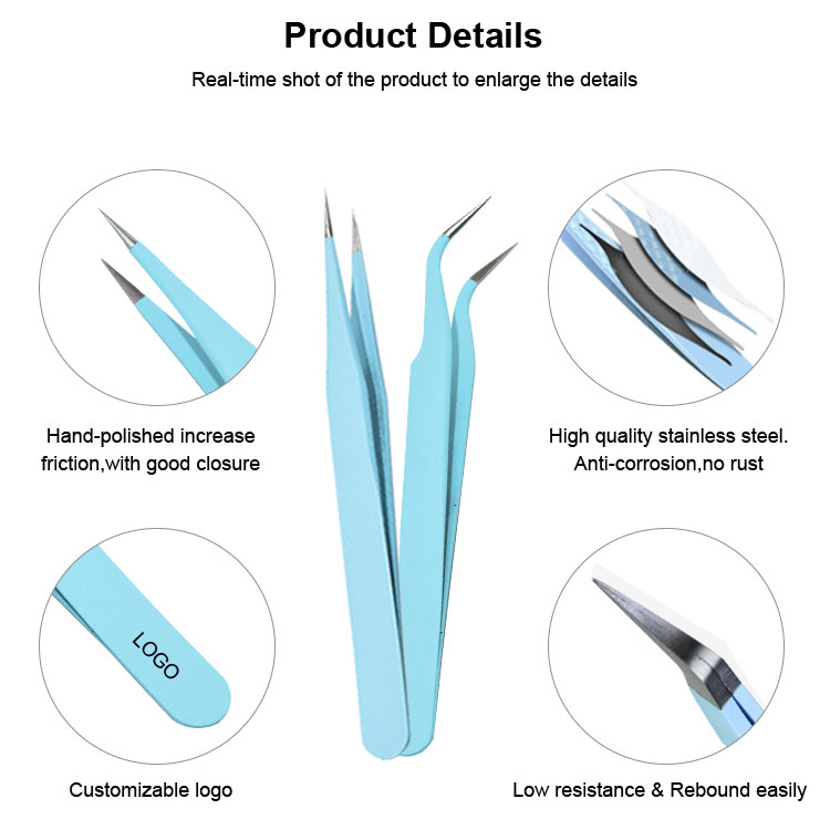  Pink Eyebrows Wooden Tweezers Eyelash Comb Stainless Steel Dumont Lash Tweezer