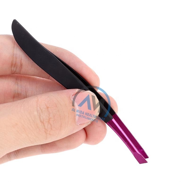 stainless steel tweezers oblique mouth repair eyebrow clip
