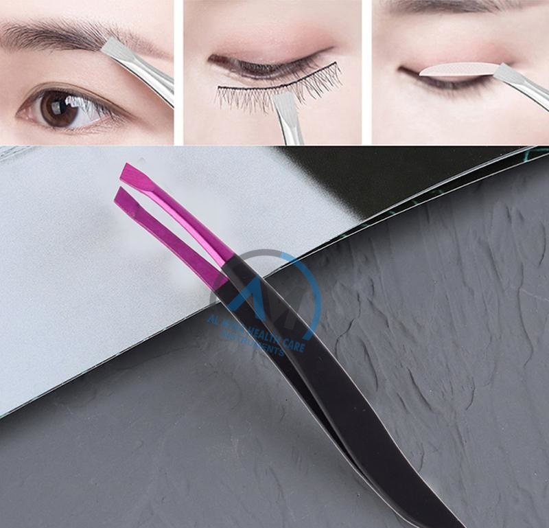 stainless steel tweezers oblique mouth repair eyebrow clip