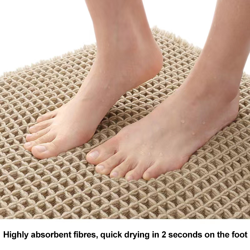 Luxury waffle Small lattice soft microfiber   bath mat