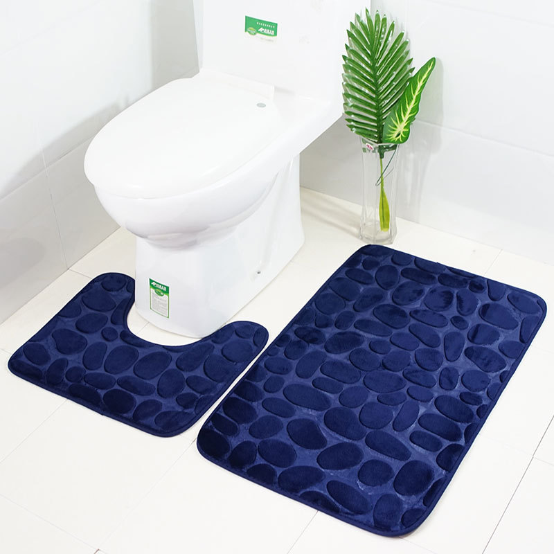 Bath Rug Set 2 Piece Bathroom Contour Rug Toilet Mat Sets Non Slip Microfiber Bath Shower Mat U-Shaped Toilet Rug Combo 