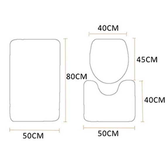  Bathroom 3 Piece Bath Rug Sets Flannel Washable Toilet Mat Skid-resistant  Bath Side Printed Absorbent Floor R