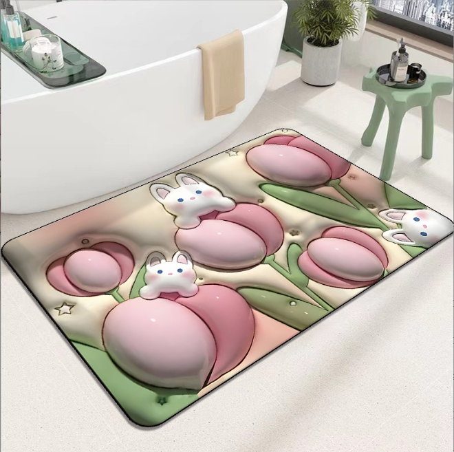 High Quality Memory Foam Quick Dry Bathroom Rugs Silica Algal Mud Bath Mat for Bathroom