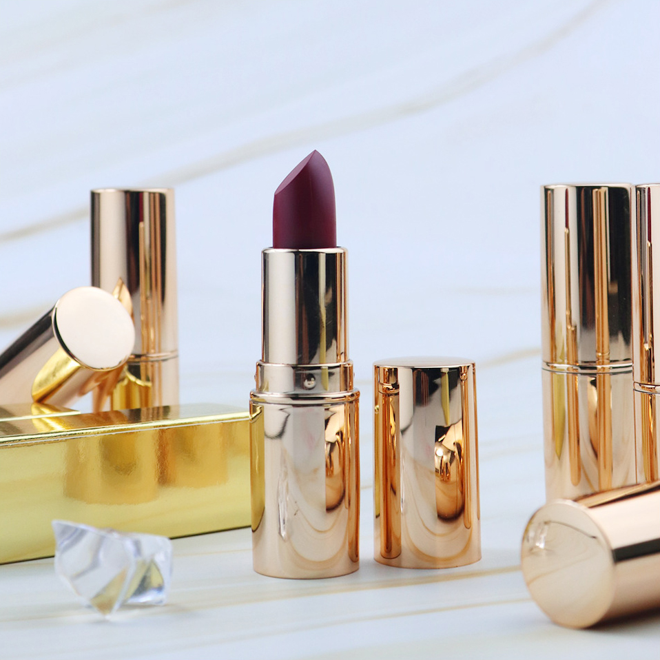 8 Colors/ Set Round Tube Long Lasting Lips Stick Gold Velvet Matte Lipstick