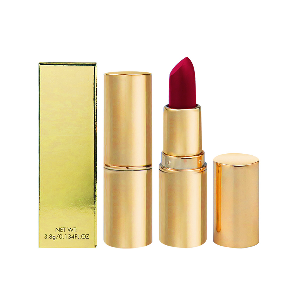 8 Colors/ Set Round Tube Long Lasting Lips Stick Gold Velvet Matte Lipstick