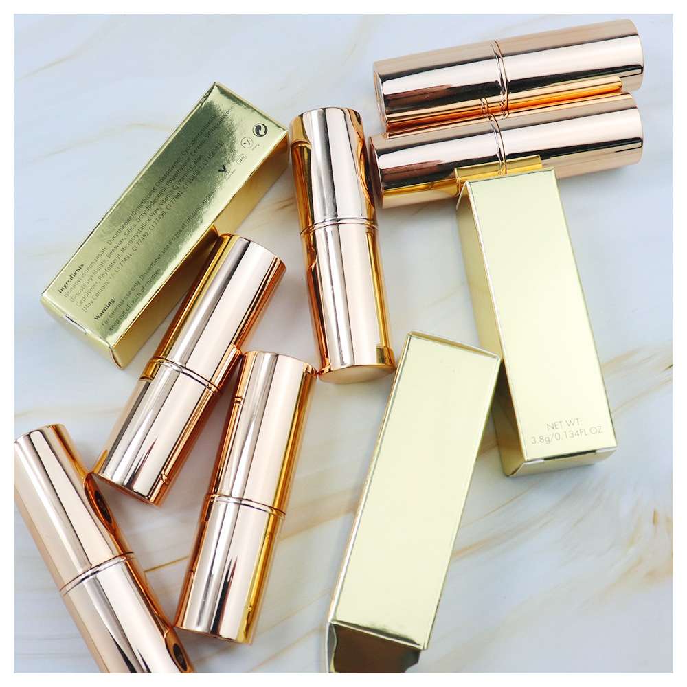 8 Colors/ Set Round Tube Long Lasting Lips Stick Gold Velvet Matte Lipstick