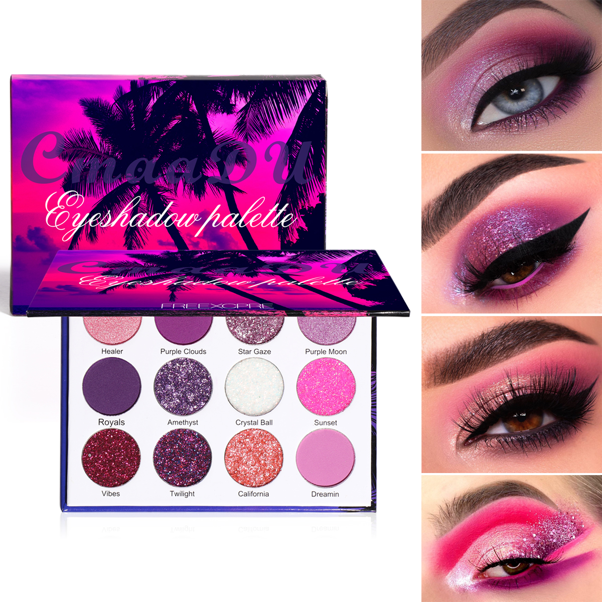 12 Colors Purple Eyeshadow Palette Glitter Diamond Eye Shadow Palette