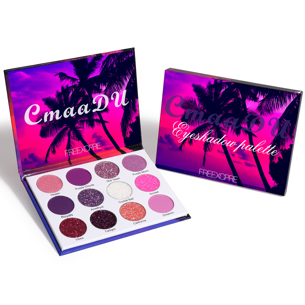 12 Colors Purple Eyeshadow Palette Glitter Diamond Eye Shadow Palette