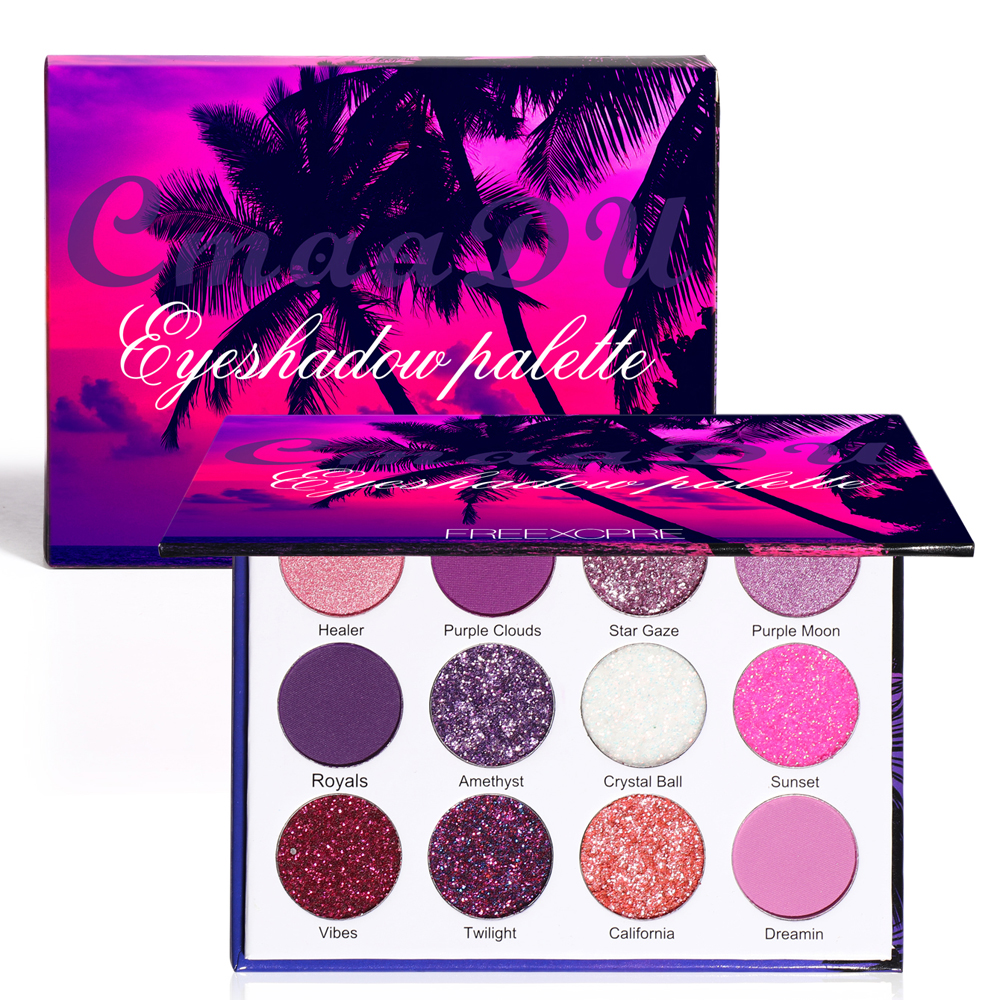 12 Colors Purple Eyeshadow Palette Glitter Diamond Eye Shadow Palette
