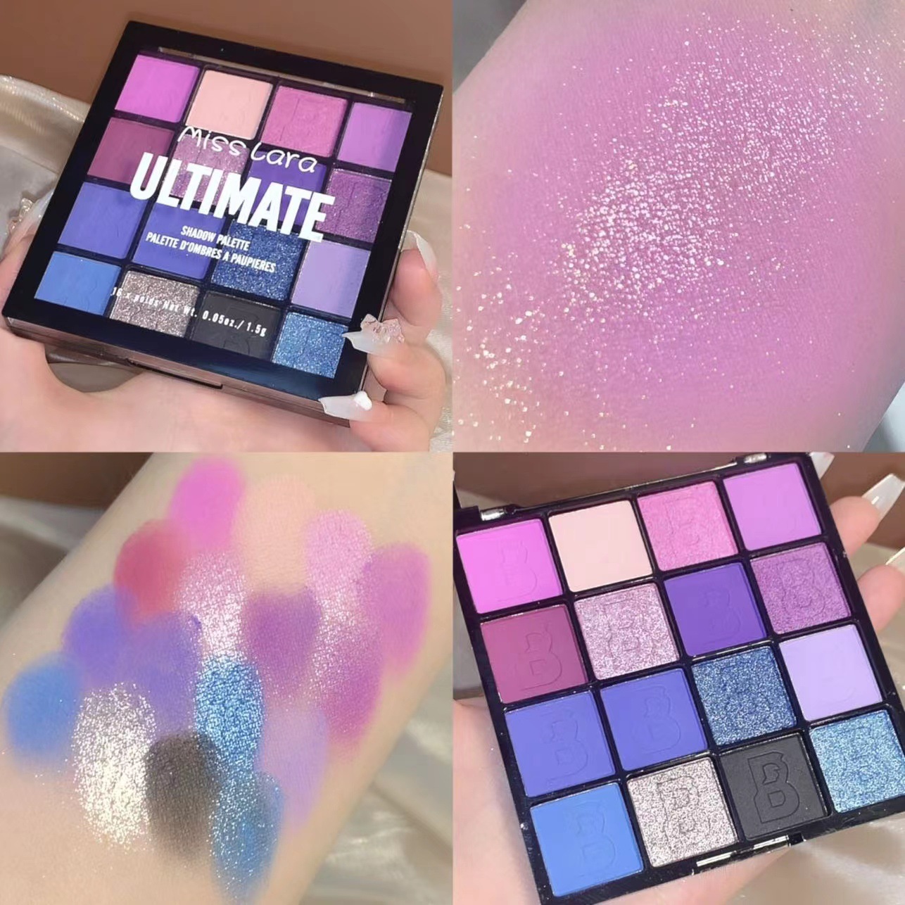 Matte & Sparkle Candy Colored Eyeshadow Palette (16 Colors)