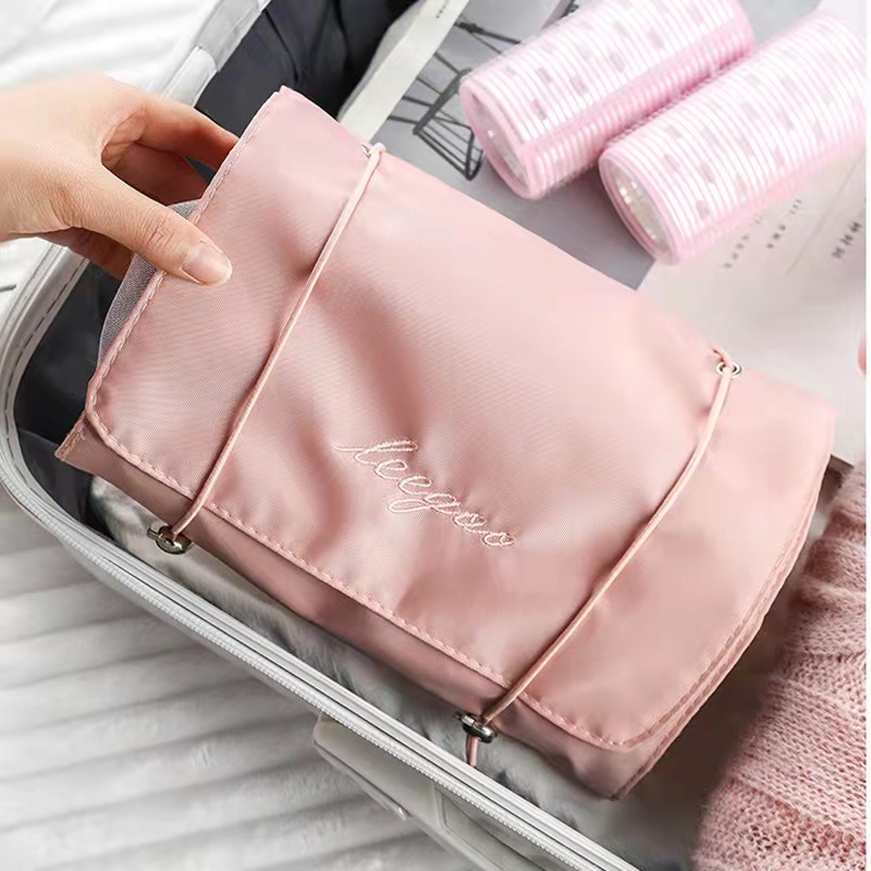 Cosmetic Bag For Women Zipper Mesh Separable Cosmetics Pouch Ladies Foldable Nylon Bag Rope Makeup Bag