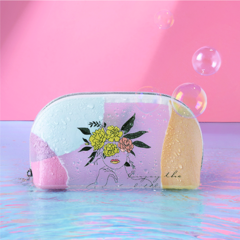 Portable Cosmetic Bag PVC Waterproof Cosmetic Bag High Quality TPU Lady Makeup Small Cosmetic Bag 