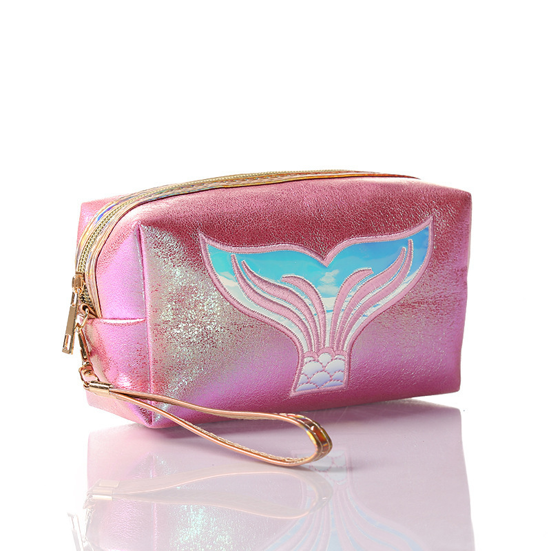 High Quality Wristlet Toiletry Use Shiny PU Leather Makeup Case Cosmetics Bag