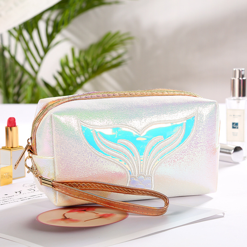 High Quality Wristlet Toiletry Use Shiny PU Leather Makeup Case Cosmetics Bag