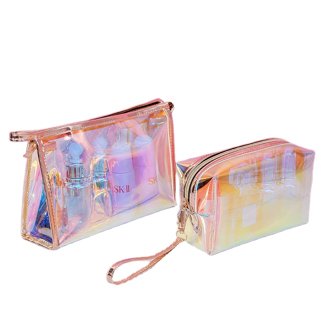 Mini Small Personalized Holographic Pvc Cosmetic Pouch Make Up Bag Beauty Case Makeup Bag Cosmetic Bags