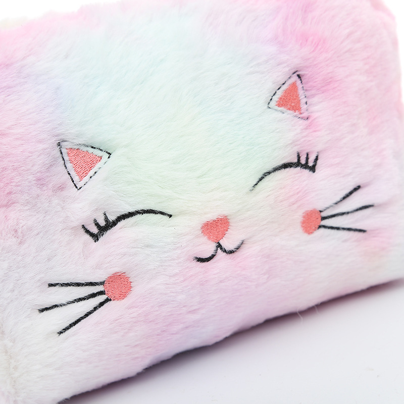 Cute Kitty Plush Soft Cosmetic Bag Pencil Pouch Fashion Style Kitty Cat Makeup Brush Case