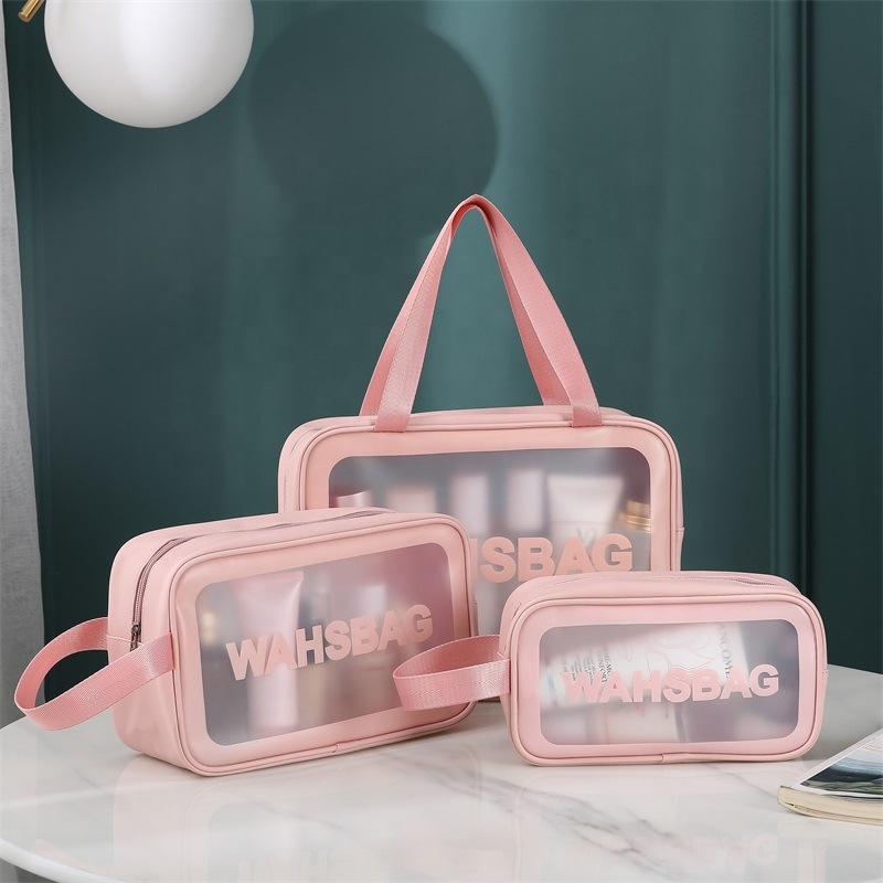 Travel Transparent TPU Cosmetic Bags Women Clear Zipper Makeup Bags Organizer Make Up Tote Handbags 