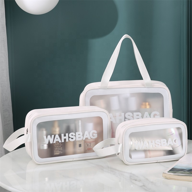 Travel Transparent TPU Cosmetic Bags Women Clear Zipper Makeup Bags Organizer Make Up Tote Handbags 