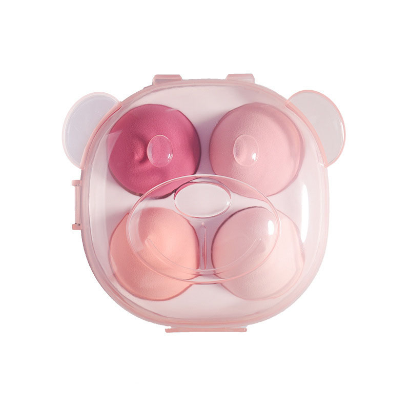4 Pcs Cosmetics Cute Bear Makeup Sponge Box Latex Free Foundation Sponge Blender With Packaging Box