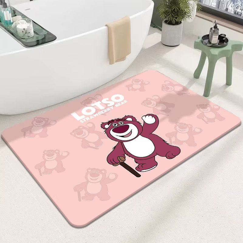 High Quality Anti-Slip Fast Drying Rubber Coloured Pink Soft Diatomite Bath Mat