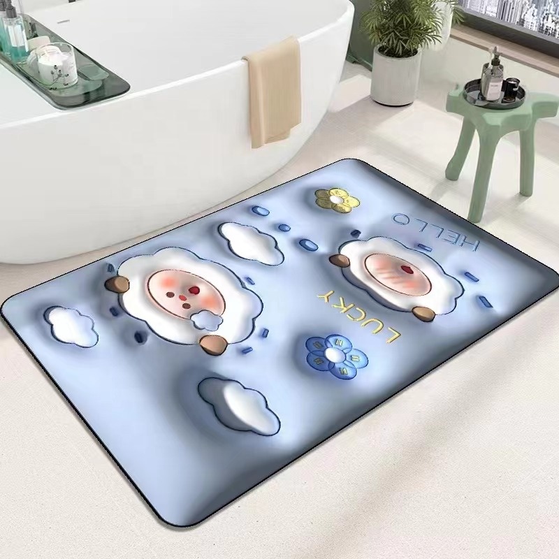 High Quality Rubber Backed Bath Mats Washable Absorbent Floor Bath Mat