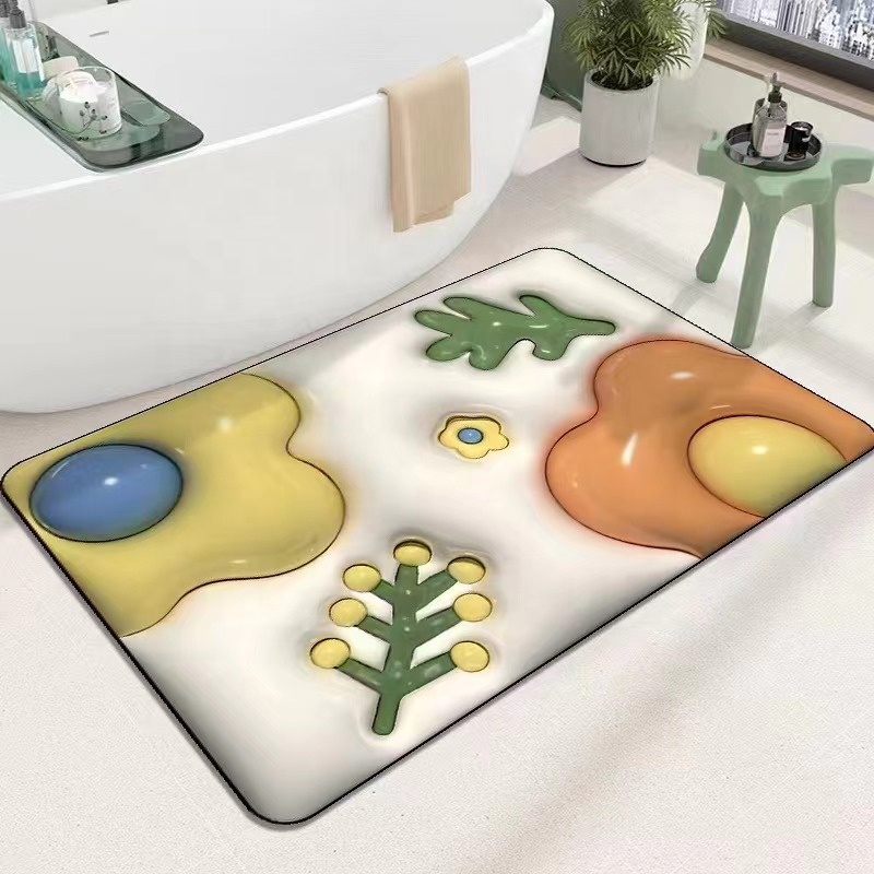 High Quality Rubber Backed Bath Mats Washable Absorbent Floor Bath Mat