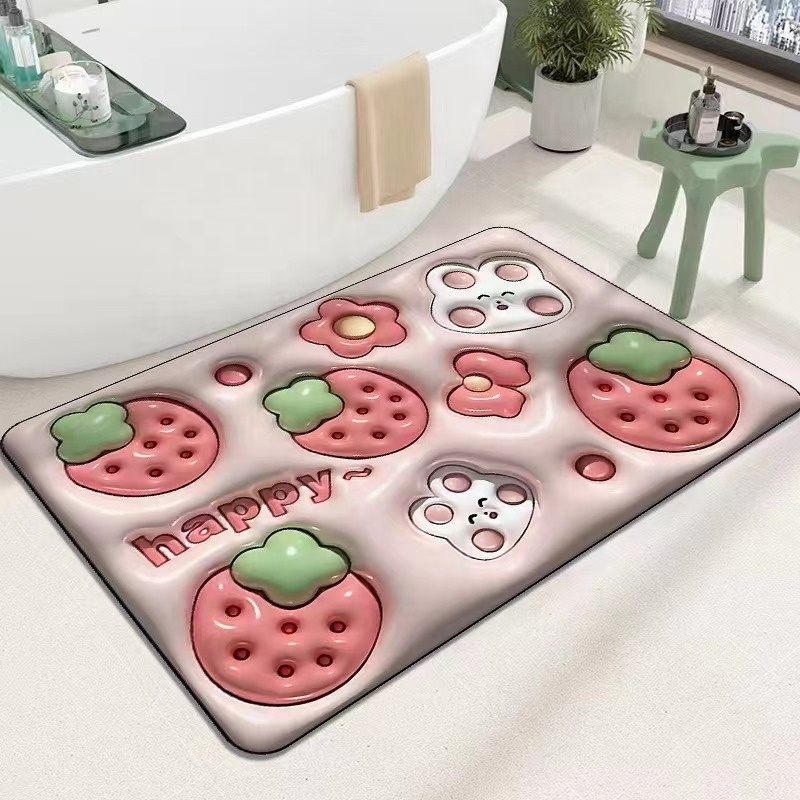 High Quality Rubber Backed Bath Mats Washable Absorbent Floor Bath Mat