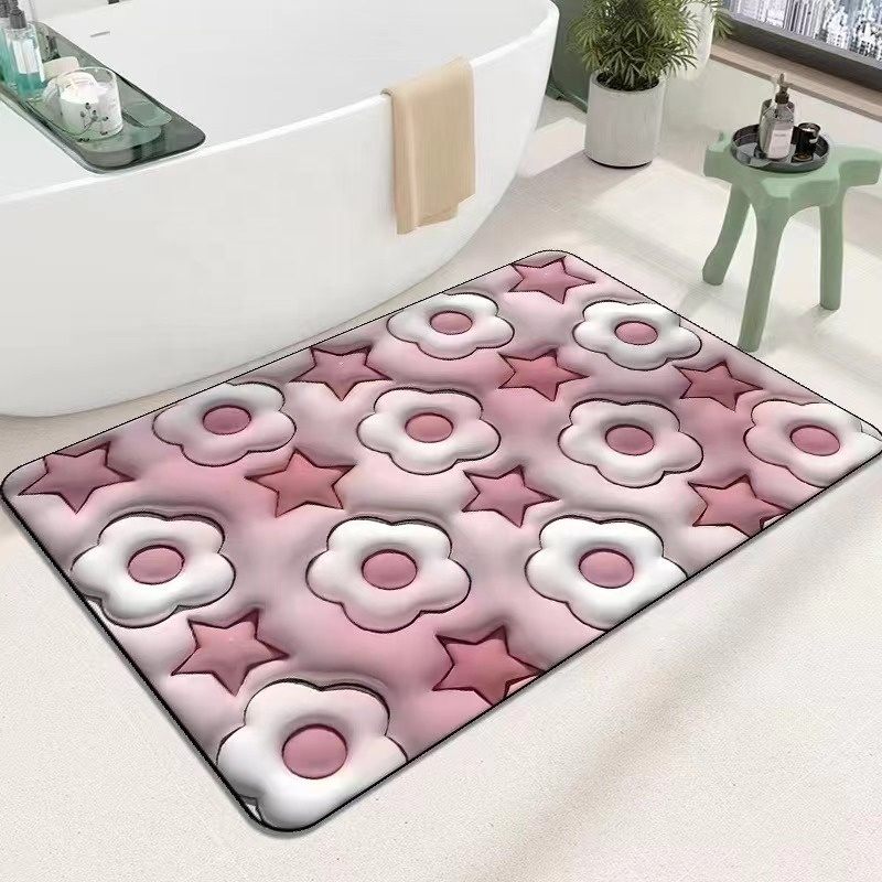 High Quality Rubber Backed Bath Mats Washable Absorbent Floor Bath Mat