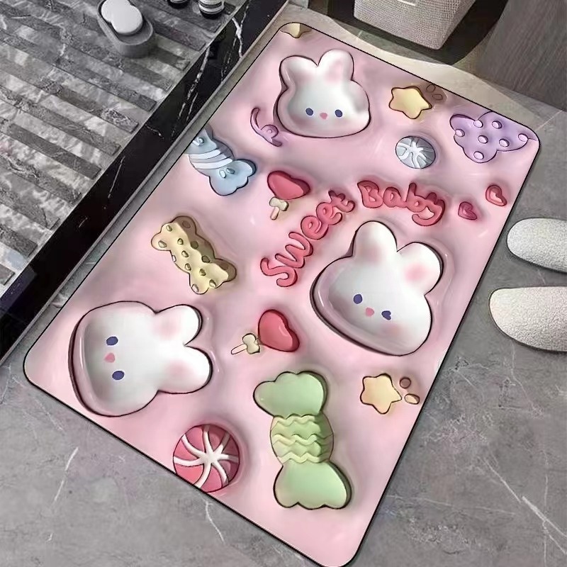 High Quality Rubber Backed Bath Mats Washable Absorbent Floor Bath Mat