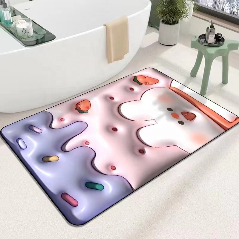 High Quality Rubber Backed Bath Mats Washable Absorbent Floor Bath Mat
