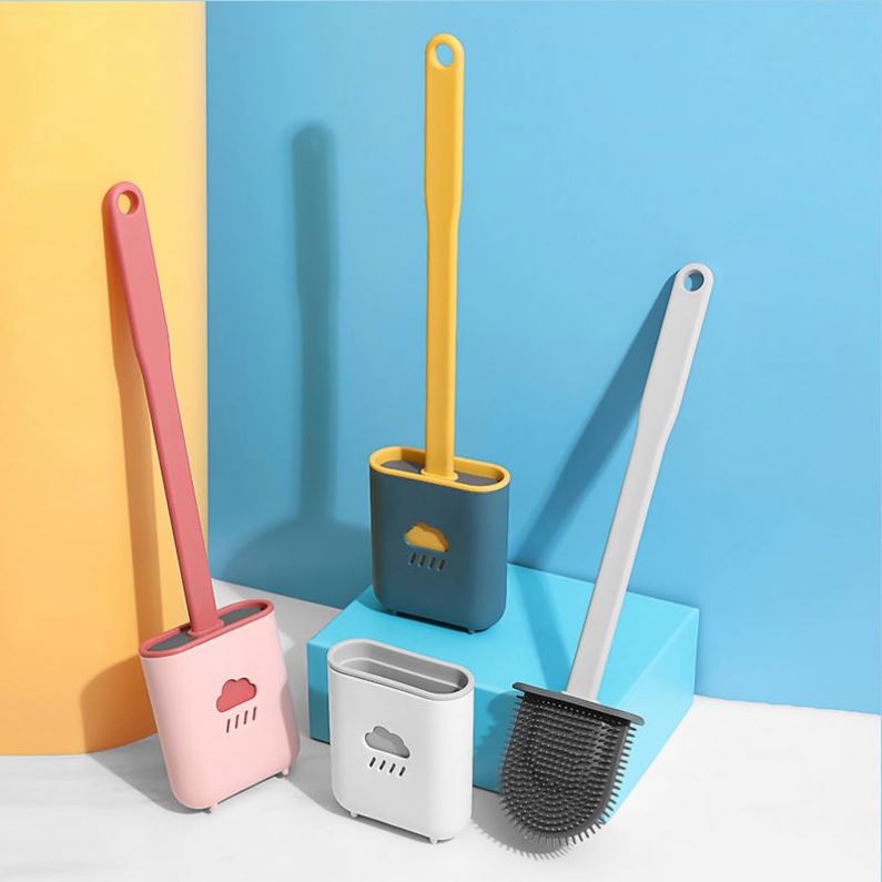 Silicone Toilet Cleaning Kit with Soft Bristle Brush Silicone Toilet Brush and Holder Bathroom Toilet Brush
