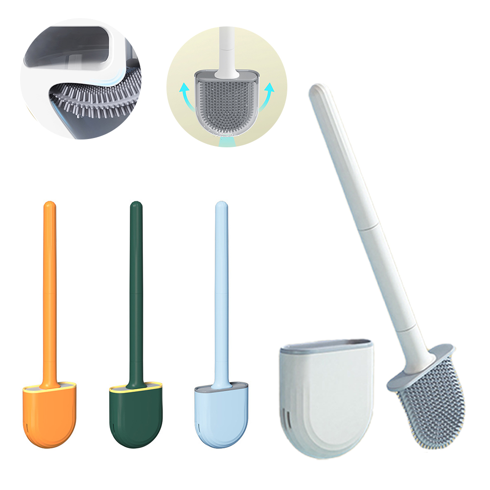 Eco Friendly Wall Mount Silicone Double Sided Toilet Brush And Holder Set Cleaner Brush Cleaning Toilet Brush 