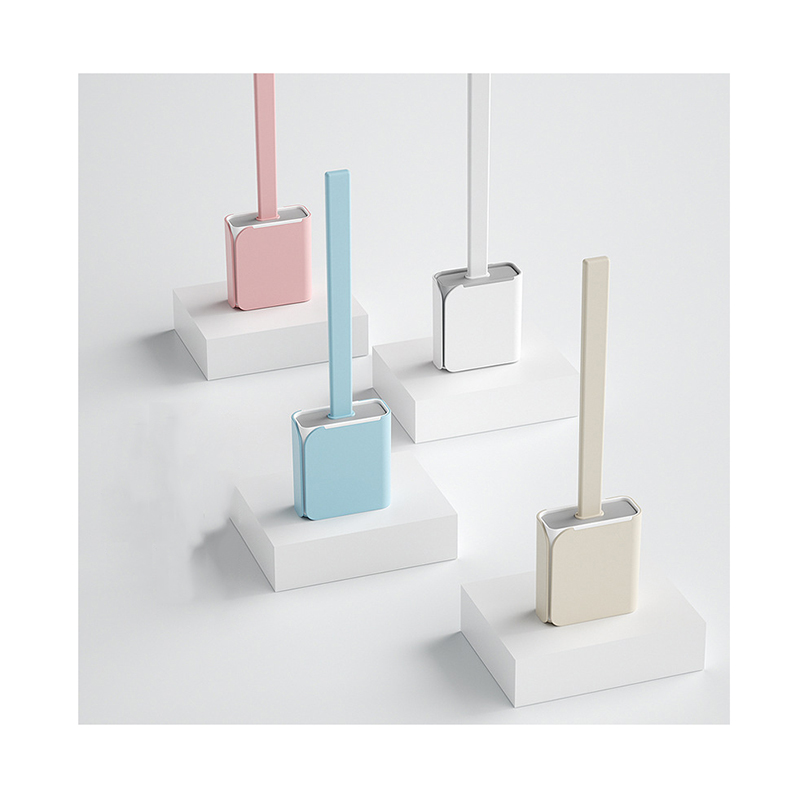 Wall Mounted Toilet Cleaner Brush Set With Holder Bendable Bristle Silicone Flex Toilet Brush For Bathroom Cleaning