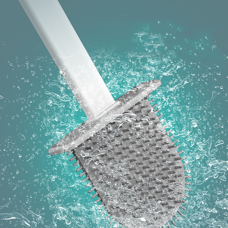 Wall Mounted Toilet Cleaner Brush Set With Holder Bendable Bristle Silicone Flex Toilet Brush For Bathroom Cleaning