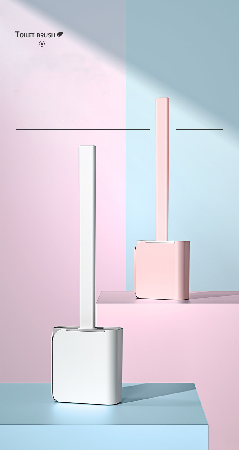 Wall Mounted Toilet Cleaner Brush Set With Holder Bendable Bristle Silicone Flex Toilet Brush For Bathroom Cleaning