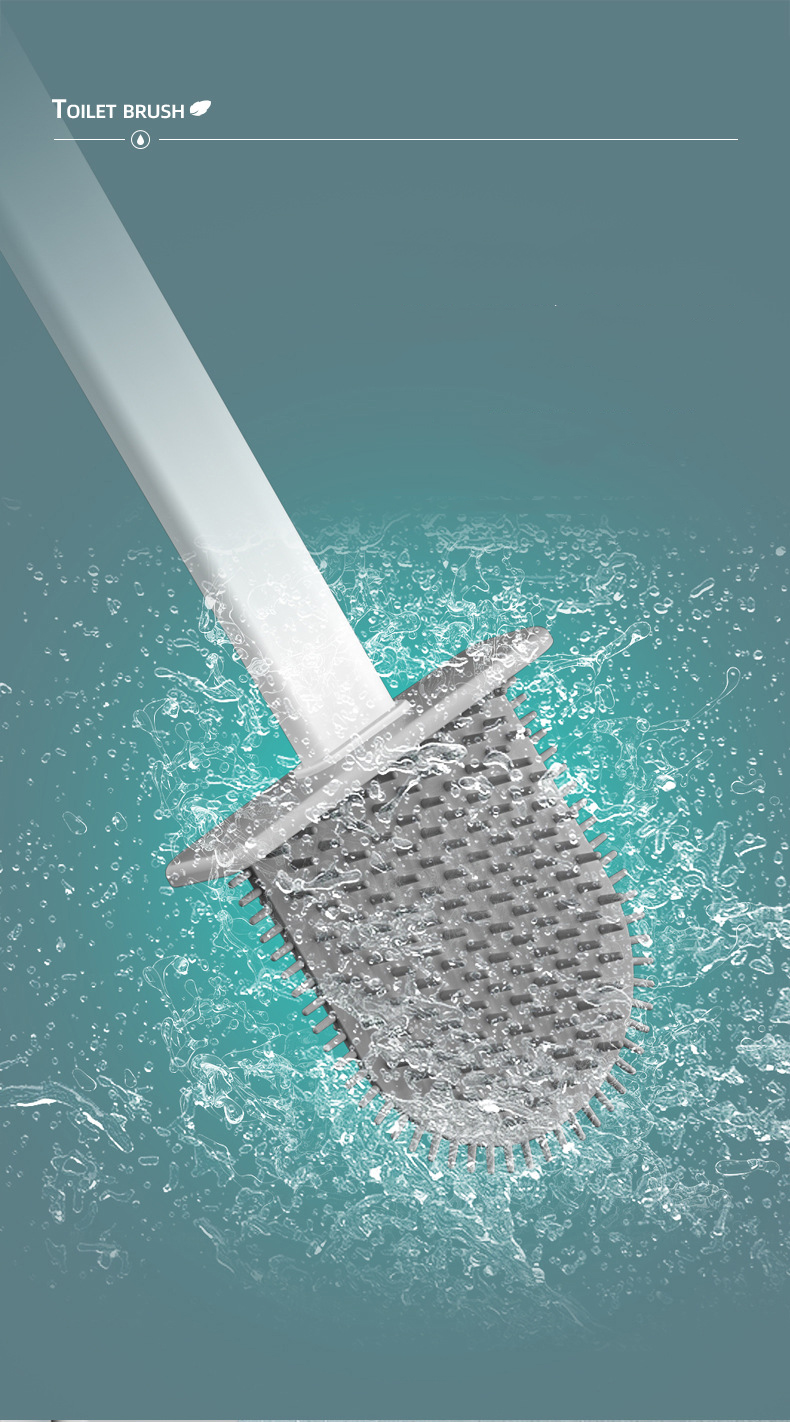 Wall Mounted Toilet Cleaner Brush Set With Holder Bendable Bristle Silicone Flex Toilet Brush For Bathroom Cleaning