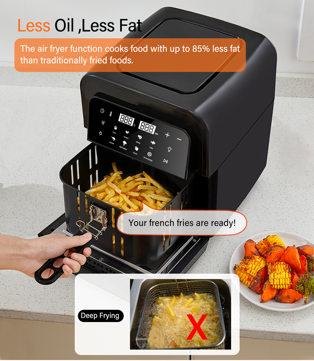 Multifunctional Biolomix New Design 7L Capacity Hot Countertop Tray Air Fryers Cooker Oven Smart With Digital Touch Cont
