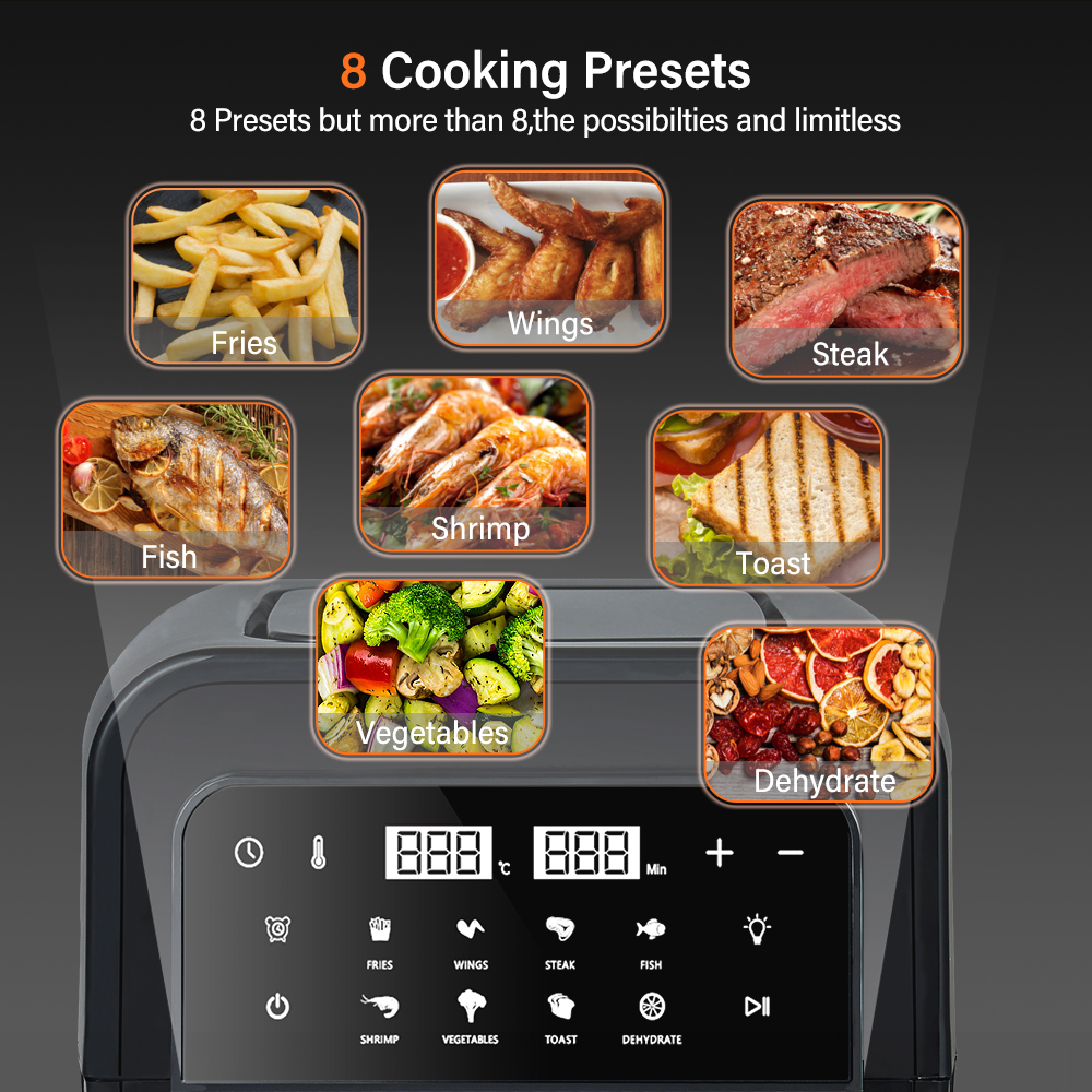 Multifunctional Biolomix New Design 7L Capacity Hot Countertop Tray Air Fryers Cooker Oven Smart With Digital Touch Cont