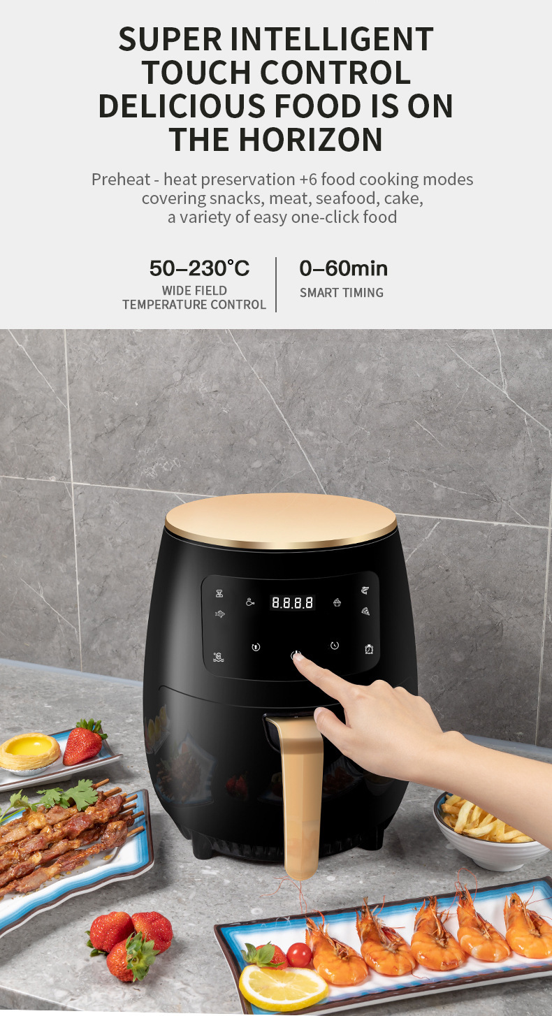 4.5L Smart Household Single lattice Touch Panel Digital Air Fryers